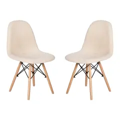 Merrick Lane Set of 2 Lyon Faux Shearling Accent Chairs, Modern Accent Chair For Bedroom, Entryway, and Living Room Off-White