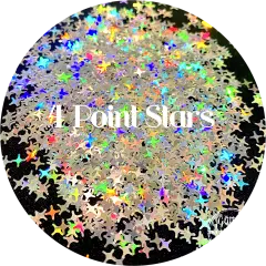 Polyester Glitter - 4 Point Stars Glitter Shapes by Glitter Heart Co.&trade;