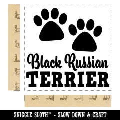Black Russian Terrier Dog Paw Prints Fun Text Self-Inking Rubber Stamp Ink Stamper Blue