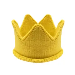Wrapables Baby Boy & Girl Birthday Party Knitted Crown Headband Beanie Cap Hat Yellow
