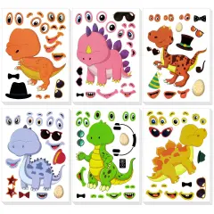 Wrapables Make Your Own Sticker Sheets, DIY Make a Face Animal, Food, Party Favor Stickers (24 Sheets) Dinosaurs