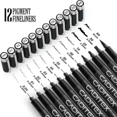 12 Size Fineliner Pens, Micro-Pens for Beginners Sketching, Writing, Drawing