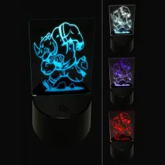 Rampaging Rhino Football Athletic Sports 3D Illusion LED Night Light Sign Nightstand Desk Lamp