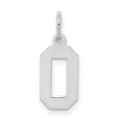 Sterling Silver Small Polished Number 0 Charm Pendant Jewerly 20mm x 4mm