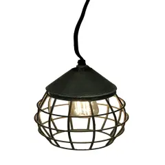 Small Farmhouse Wire Cage Light Pendant in Weathered Zinc