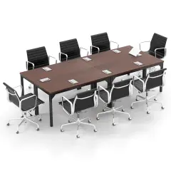 Costway Set of 4 55" Conference Table Office Computer Study Desk Metal Base Meeting Room