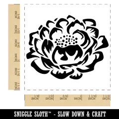 Single Peony Flower Self-Inking Rubber Stamp Ink Stamper Black