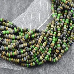 6/0 Aged Matte Neptune Striped Picasso Seed Bead Mix (18" Strand)