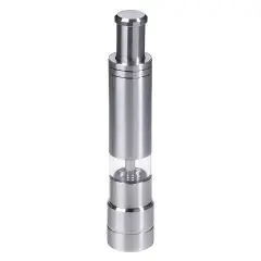 Fletchers Mill Stainless-Steel Pump and Grind Pepper Mill, Modern Thumb Button Grinder, One-Handed Operation, Perfect For Restaurant Staff