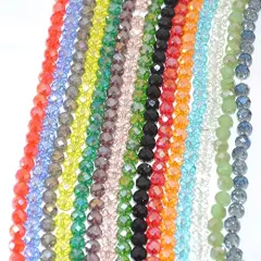 Faceted Glass Crystal Beads1350 Pieces Strands Briolette Rondelle Crystal Beads Spacer for Jewelry Making 15 Colors 6MM