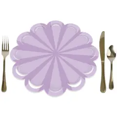 Big Dot of Happiness Purple Stripes - Simple Party Round Table Decorations - Paper Chargers - Place Setting For 12