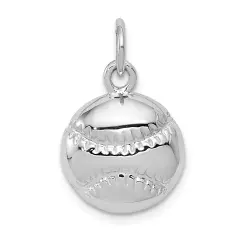 14K White Gold Baseball Charm Sports Pendant Jewelry 20mm x 11mm