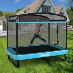 6 Feet Kids Entertaining Trampoline with Swing Safety Fence Blue