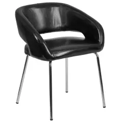 Emma and Oliver Contemporary LeatherSoft Side Reception Chair Black