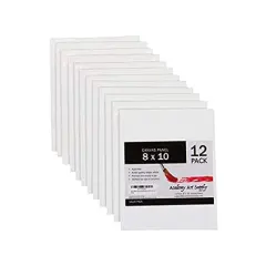 12 Pack Canvas Panels 8 x 10 inch - 100% Cotton Artist Blank Canvas Board for Painting, Pre-gessoed, Primed, Acid-Free Blank Canvas, Perfect for Acrylic and Oil Painting
