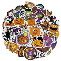 Wrapables Waterproof Vinyl Stickers for Water Bottles, Laptop, Phones, Skateboards, Decals for Teens, 100pcs Trick or Treat