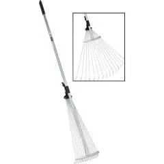 Best Garden Steel Leaf Rake Adjustable Head Width up to 25 inches