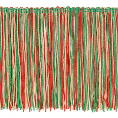 6" Multicolor Chainette Fringe Trim, Decorative, Versatile for Costumes | 5 yard cut Christmas Multi