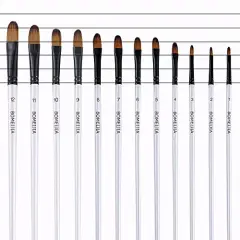 Filbert Paint Brushes Set, 12 PCS Artist Brush for Acrylic Oil Watercolor Gouache Artist Professional Painting Kits with Synthetic Nylon Tips White