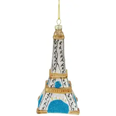 Northlight 4.75" Silver Eiffel Tower Glittered Christmas Glass Hanging Ornament Gold