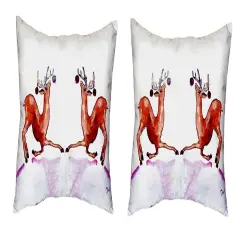Pair of Betsy Drake Dancing Deer No Cord Pillows 16 Inch X 20 Inch
