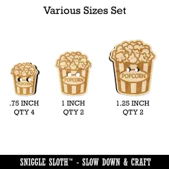 Big Bucket of Popcorn Movie Theater Wood Buttons for Sewing Knitting Crochet DIY Craft