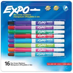 Dry Erase Markers, Whiteboard Markers with Low Odor Ink, Fine Tip, Assorted Vibrant Colors, 16 Count