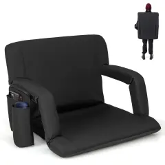 Costway 1/2 PCS Stadium Seat for Bleachers Bleacher Chair with 6 Adjustable Positions Back Support Black