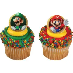 Super Mario Mario & Luigi Cupcake Rings, 12ct