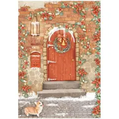Stamperia Rice Paper Sheet A4-Red Door, All Around Christmas