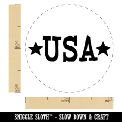 USA with Stars Patriotic Fun Text Self-Inking Rubber Stamp for Stamping Crafting Planners Purple
