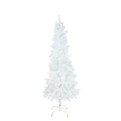 Northlight 7.5' Pencil White Glimmer Iridescent Spruce Artificial Christmas Tree, Unlit