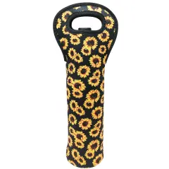 Wrapables Insulated Neoprene Wine Tote, One Bottle / Sunflowers