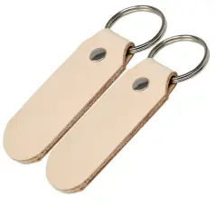 2 Sided Leather Key Chains 10 Pack-Customize it for Promotional Gifts, Fundraising, Events, Wedding - Engrave on Both Sides Natural 1
