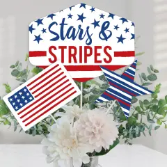Big Dot of Happiness Stars & Stripes - Memorial Day, 4th of July and Labor Day USA Patriotic Centerpiece Sticks - Table Toppers - Set of 15