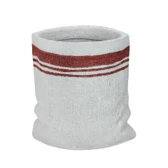 Allstate 8" White and Red Sack with Stripes Christmas Potted Plant Holder