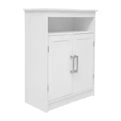 Merrick Lane Vigo Bathroom Storage Cabinet with Adjustable Cabinet Shelf, Upper Open Shelf, and Magnetic Closure Doors White
