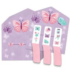 Big Dot of Happiness Beautiful Butterfly - Floral Baby Shower or Birthday Party Game Pickle Cards - Pull Tabs 3-in-a-Row - Set of 12