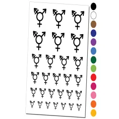 Male with Stroke and Female Sign Transgender Gender Symbol Temporary Tattoo Water Resistant Fake Body Art Set Collection Red