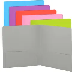 Enday Plastic Solid Color 2-Pockets Poly Portfolio Gray