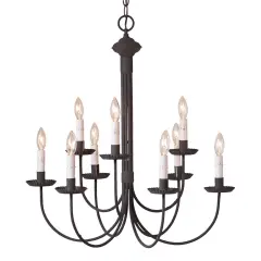 Irvin's Country Tinware 9-Arm Grandview Chandelier with Gray Sleeves