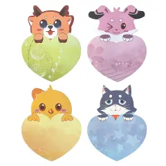 Wrapables Animal Hearts Sticky Notes (Set of 2) Chick, Cat, Bunny