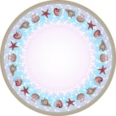 Betsy Drake Shells 68 Inch Round Table Cloth