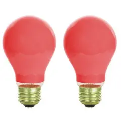 2Pk - Sunlite 25w A19 120v E26 Medium Base Ceramic Red Colored Light Bulb