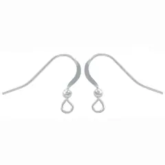 JewelrySupply Sterling Silber Flat Earring Wire with 2.5mm Bead (1 Pair of Sterling Silver Earrings)