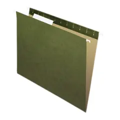 Recycled Hanging File Folders, 1/3 Cut, Standard Green, 25 Per Box