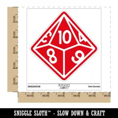 D10 10 Sided Gaming Gamer Dice Critical Role Waterproof Vinyl Phone Tablet Laptop Water Bottle Sticker Set - 5 Pack