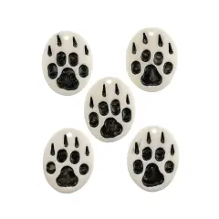 John Bead 1.25" Paw Natural Bone Pendants Burnt White