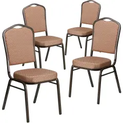 Emma and Oliver 4 Pack Crown Back Stacking Banquet Chair GoldDiamondFab/Gold
