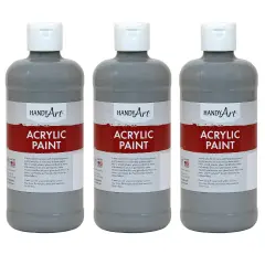 Acrylic Paint 16 oz, Gray, Pack of 3